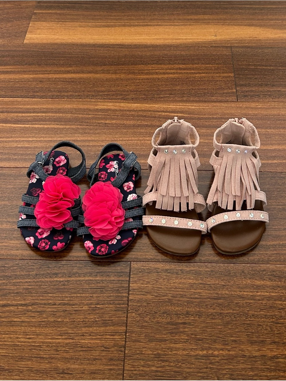 Sandals Set - Pink Floral & Blush Fringe Sandals